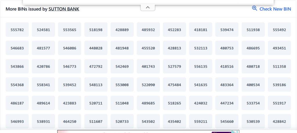 non vbv bin list